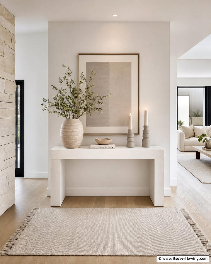 Minimalist Touch with a Neutral Palette - 25 Entryway Table Decor Ideas to Welcome Guests in Style