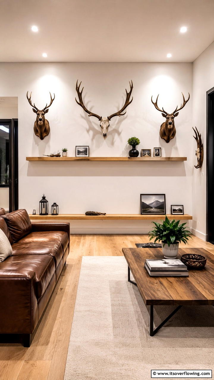 Minimalist Trophy Displays - 30 Hunting Trophy Room Ideas for Rustic Decor