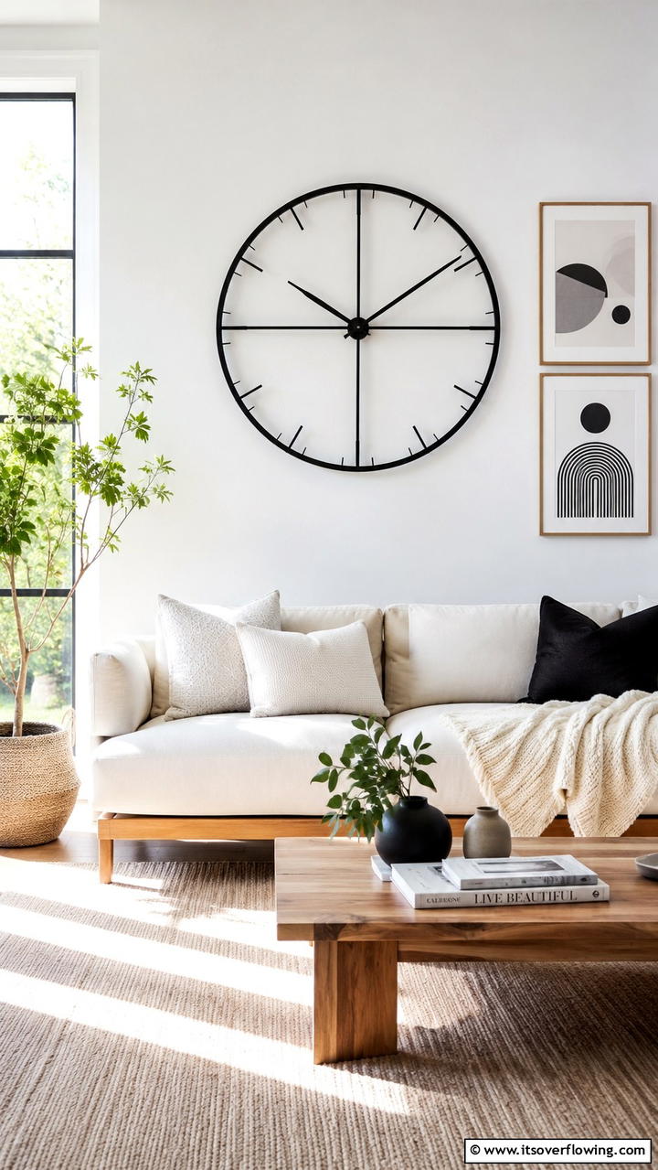 Minimalist Wall Clock - 21 Stylish Wall Decor Ideas to Refresh Your Living Space