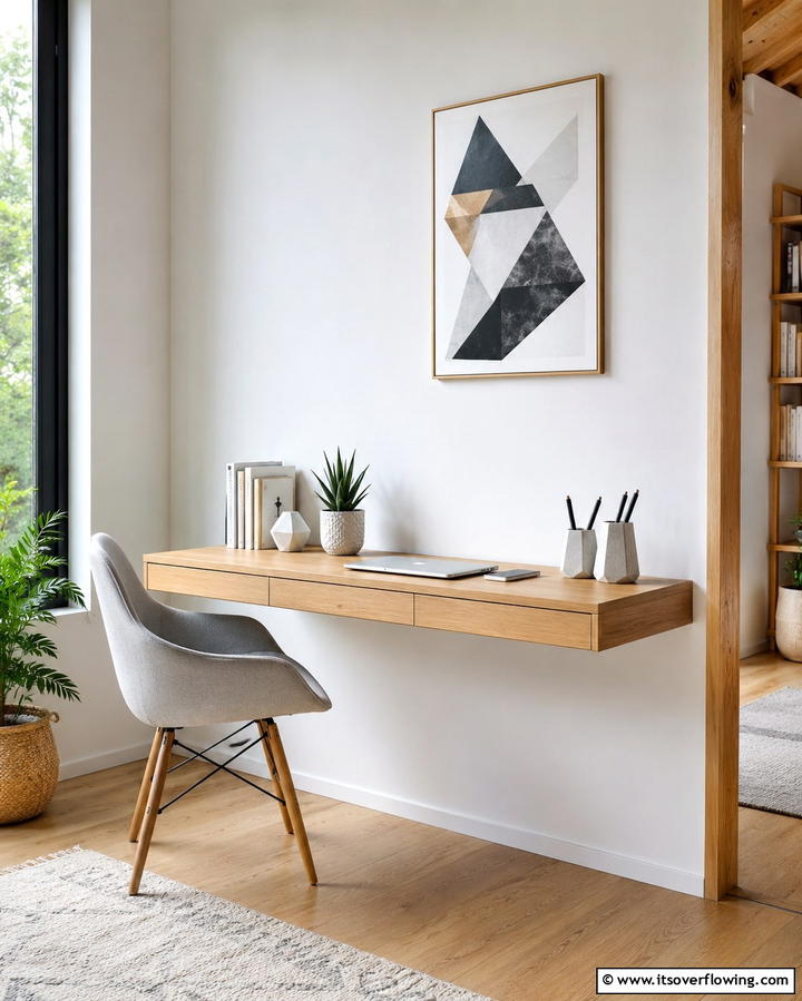 Minimalist Wall Mounted Floating Desk - 25 Floating Desk Ideas for Modern Home Offices