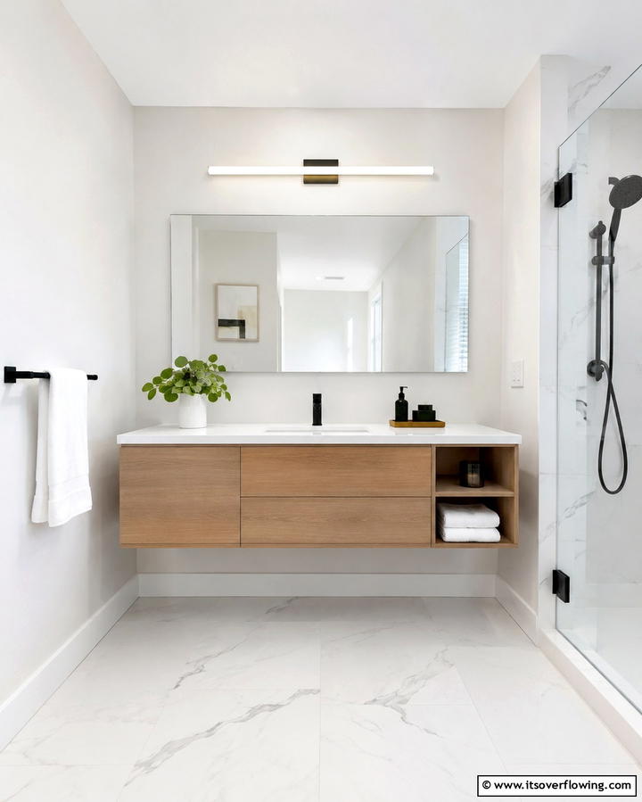 Minimalist Wall Mounted Vanity - 30 Small Bathroom Vanity Ideas for Space-Saving Style