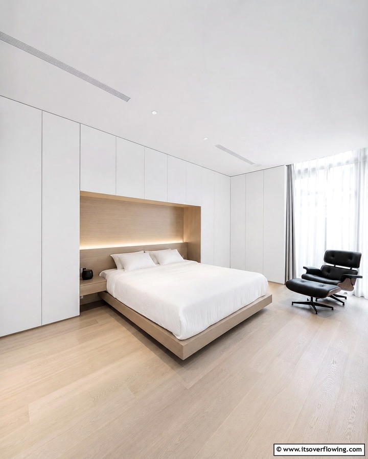Minimalist Wardrobe Embedding - 30 Space-Saving Built-In Wardrobe Ideas Around Your Bed