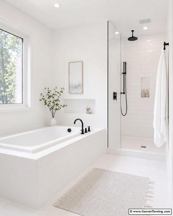 Minimalist White Design - 25 Elegant Drop-in Tub Ideas for a Spa-Like Bathroom