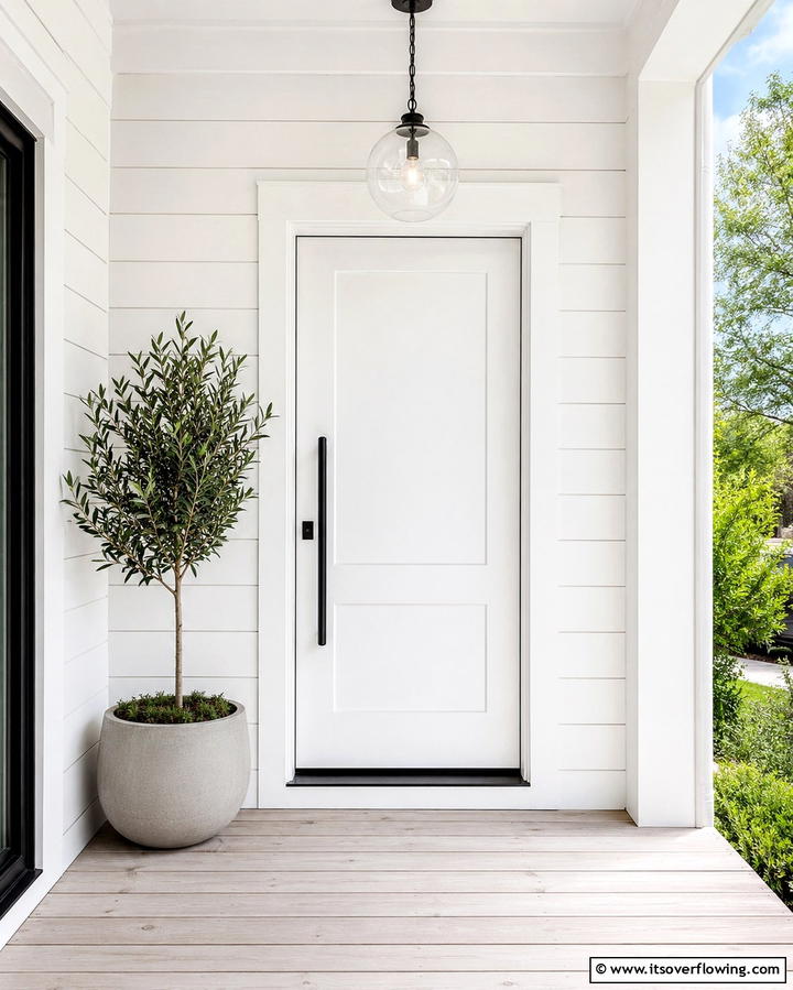 Minimalist White Farmhouse Door - 30 Farmhouse Front Door Ideas for Curb Appeal