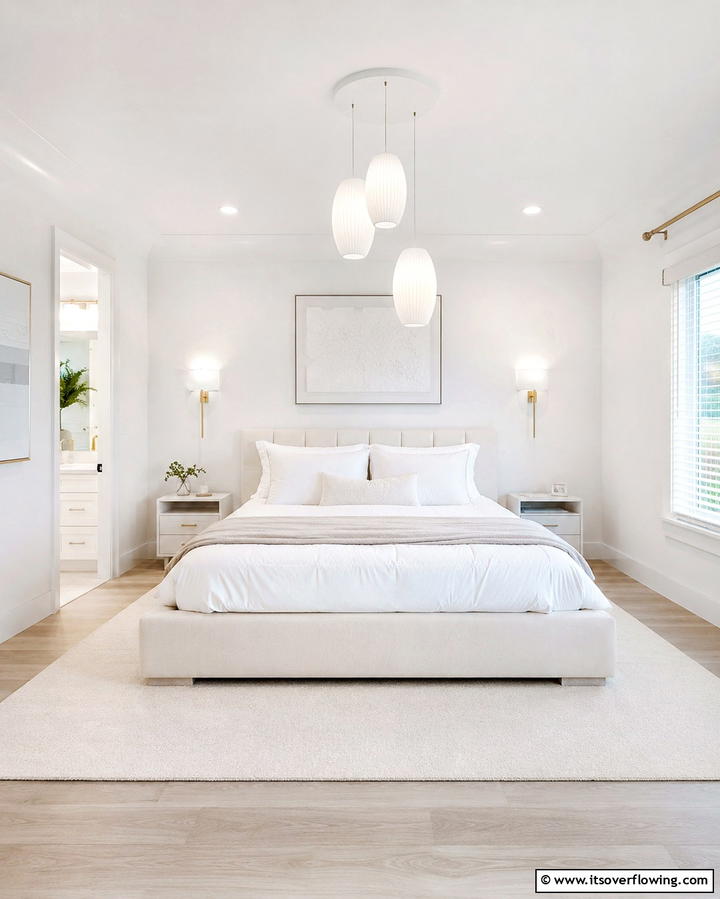 Minimalist White Lighting Fixtures - 20 Bright Small White Bedroom Design Ideas