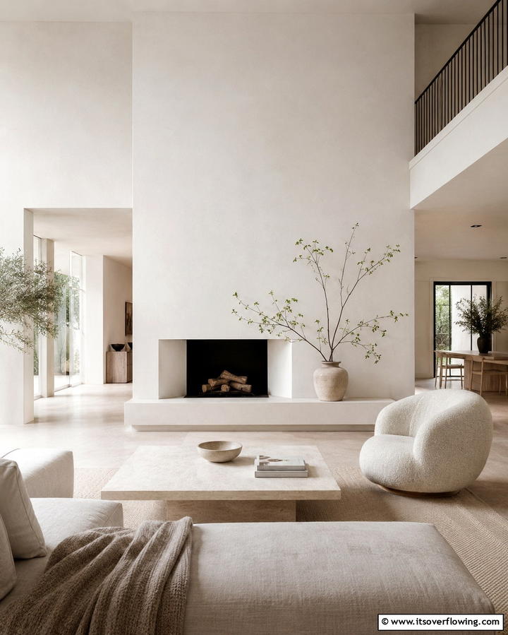 Minimalist White Plaster Fireplace - 25 White Fireplace Ideas to Warm Up Your Living Room