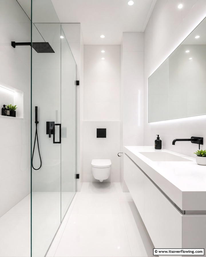 Minimalist White Tiles - 25 Small Bathroom Flooring Ideas for Stylish and Durable Floors