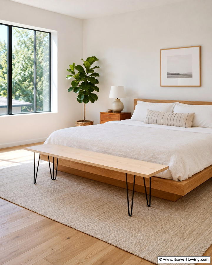 Minimalist Wooden Bench - 25 Stunning Bedroom Bench Ideas for a Cozy Retreat