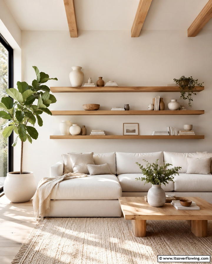 Minimalist Wooden Floating Shelves - 25 Floating Shelves Ideas for Stylish and Functional Storage