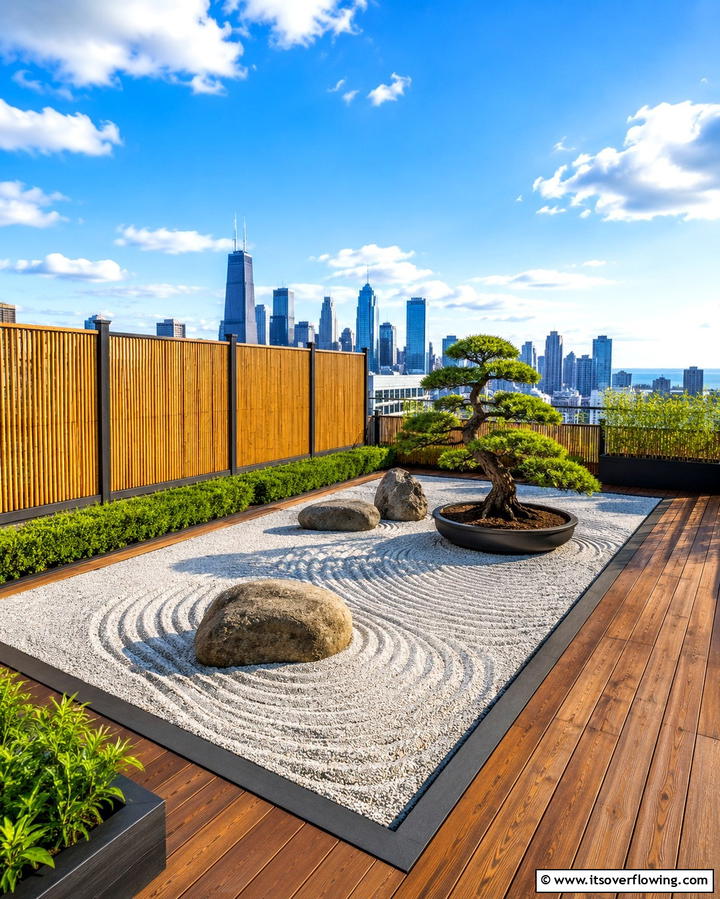 Minimalist Zen Gardens - 25 Rooftop Garden Ideas for Urban Green Spaces