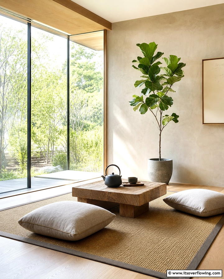 Minimalist Zen Nook - 25 Inviting Living Room Nook Ideas for Cozy Spaces