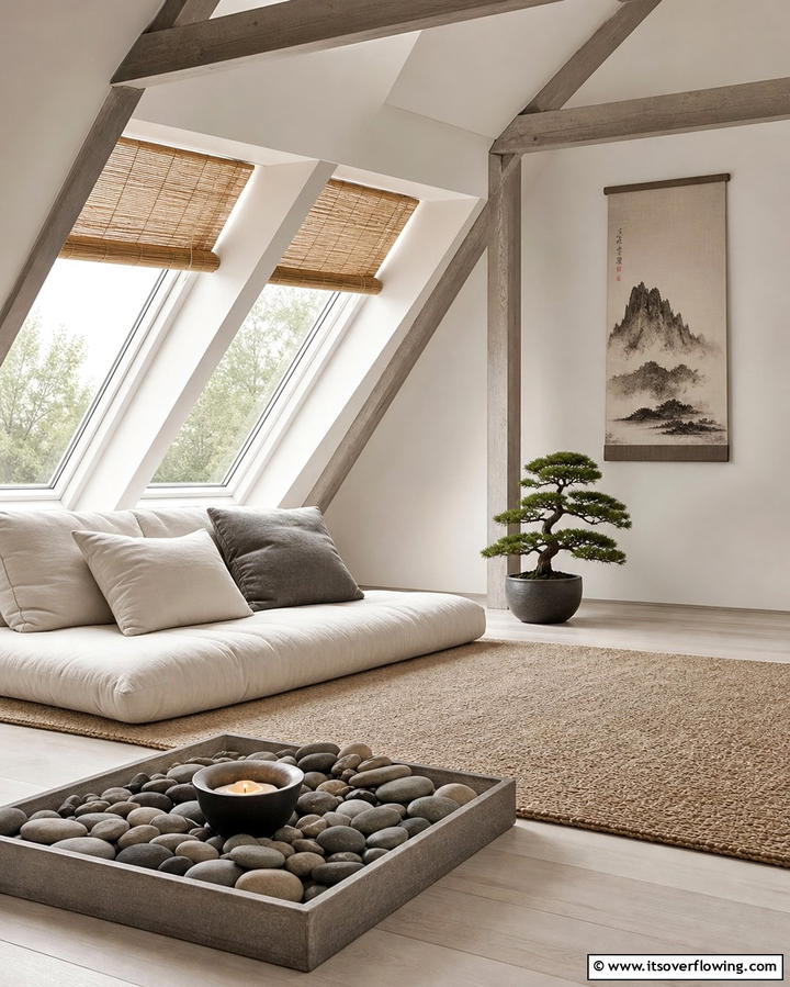 Minimalist Zen Retreat - 25 Creative Attic Room Ideas for Cozy Spaces