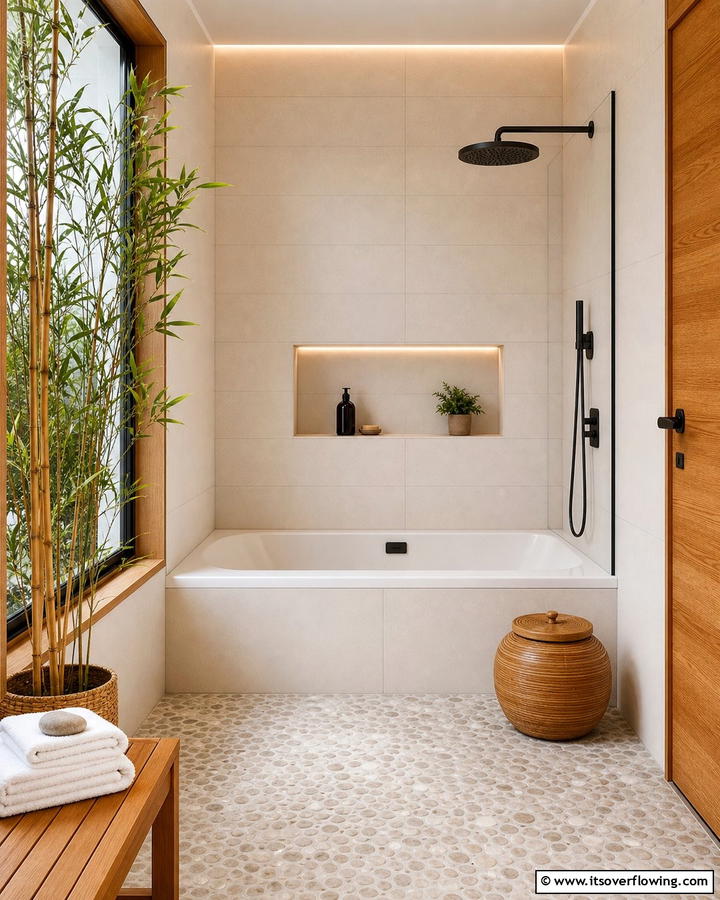 Minimalist Zen Retreat - 30 Tub-Shower Combo Ideas for Space-Efficient Bathrooms