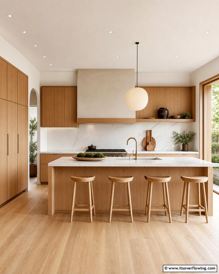Minimalist Zen - 25 Light Wood Floor Kitchen Ideas for a Bright Space