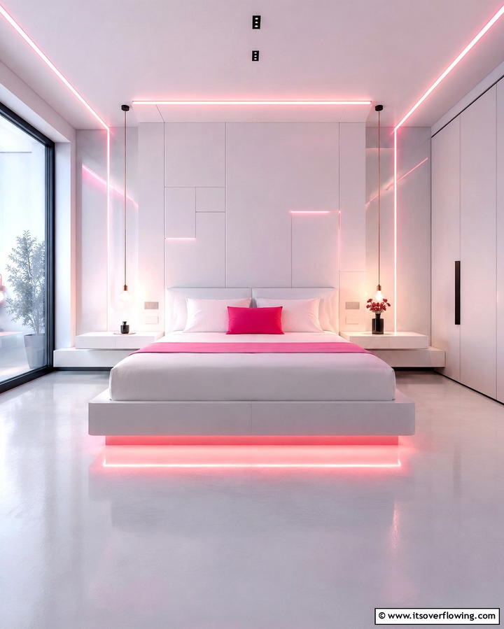 Minimalist with Neon Hints - 30 90s Bedroom Decor Ideas for Retro Rewind Style