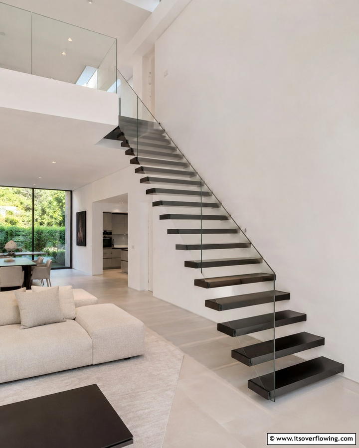 Minimalistic Floating Staircase - 30 Modern Staircase Ideas- Sleek & Architectural Designs