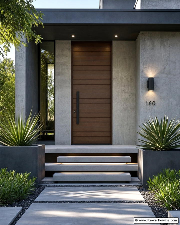 Minimalistic Horizontal Panels - 25 Stylish Brown Front Door Ideas for Your Home
