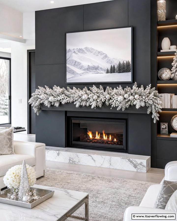 Minimalistic White Winter - 25 Mantel Garland Ideas for a Festive Home Decor