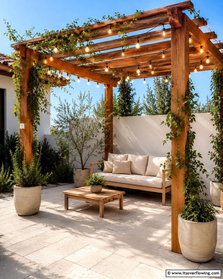 Minimalistic Wooden Pergola - 20 Small Patio Pergola Ideas for Cozy Outdoor Spaces