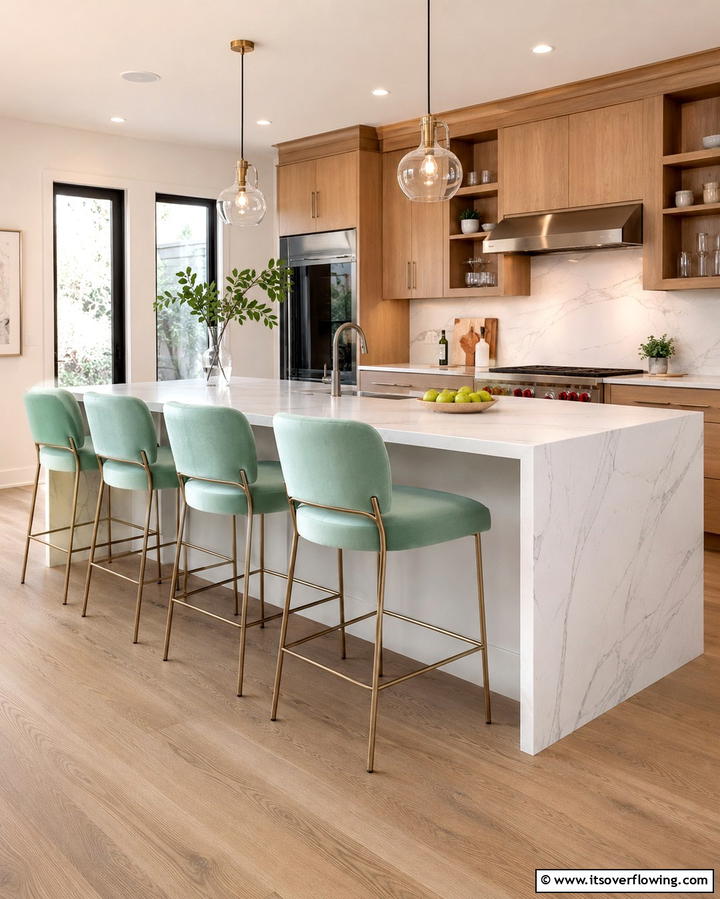Mint Colored Bar Stools - 25 Mint Kitchen Decor Ideas for a Fresh Look