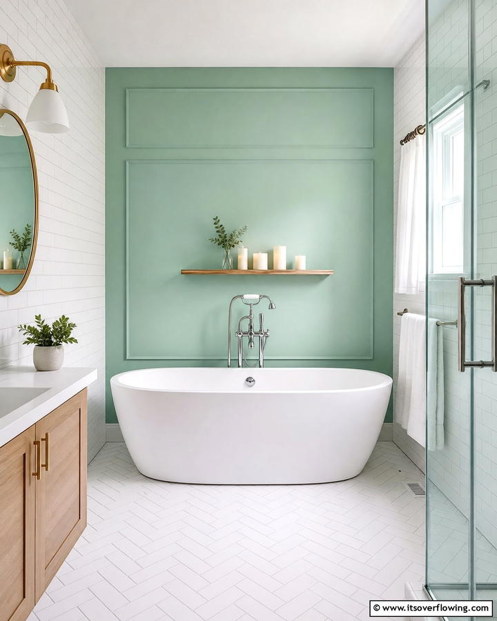 Mint Green Accent Wall for a Bold Statement - 20 Mint Green Bathroom Ideas for a Fresh Look