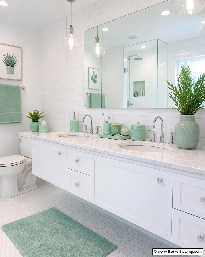 Mint Green Accessories for a Subtle Touch - 20 Mint Green Bathroom Ideas for a Fresh Look