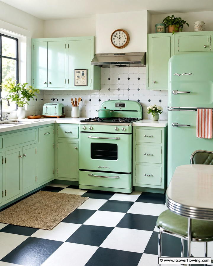Mint Green Appliances for Retro Vibes - 30 Mint Green Kitchen Ideas for a Fresh Culinary Space