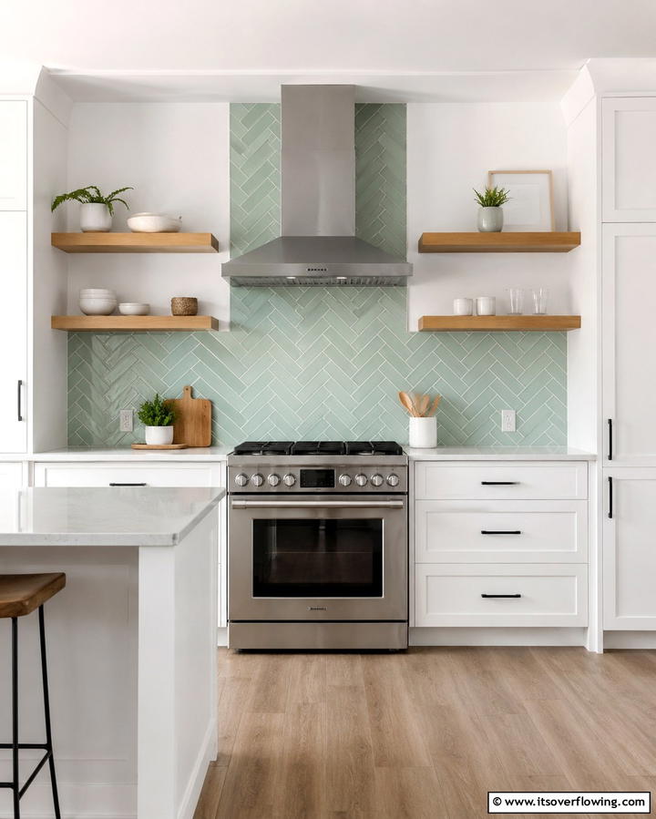 Mint Green Backsplash for Subtle Accents - 30 Mint Green Kitchen Ideas for a Fresh Culinary Space