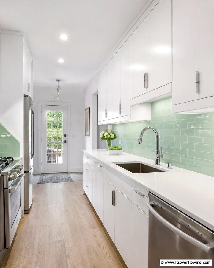 Mint Green Backsplash for a Subtle Accent - 30 Mint Green Kitchen Ideas for a Fresh Culinary Space