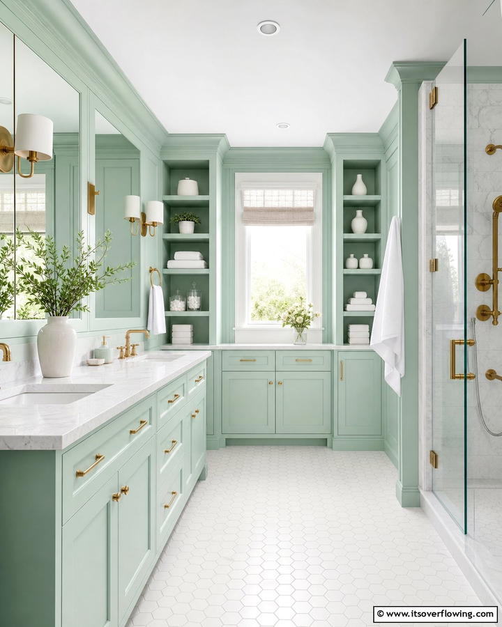 Mint Green Cabinets for Stylish Storage - 20 Mint Green Bathroom Ideas for a Fresh Look