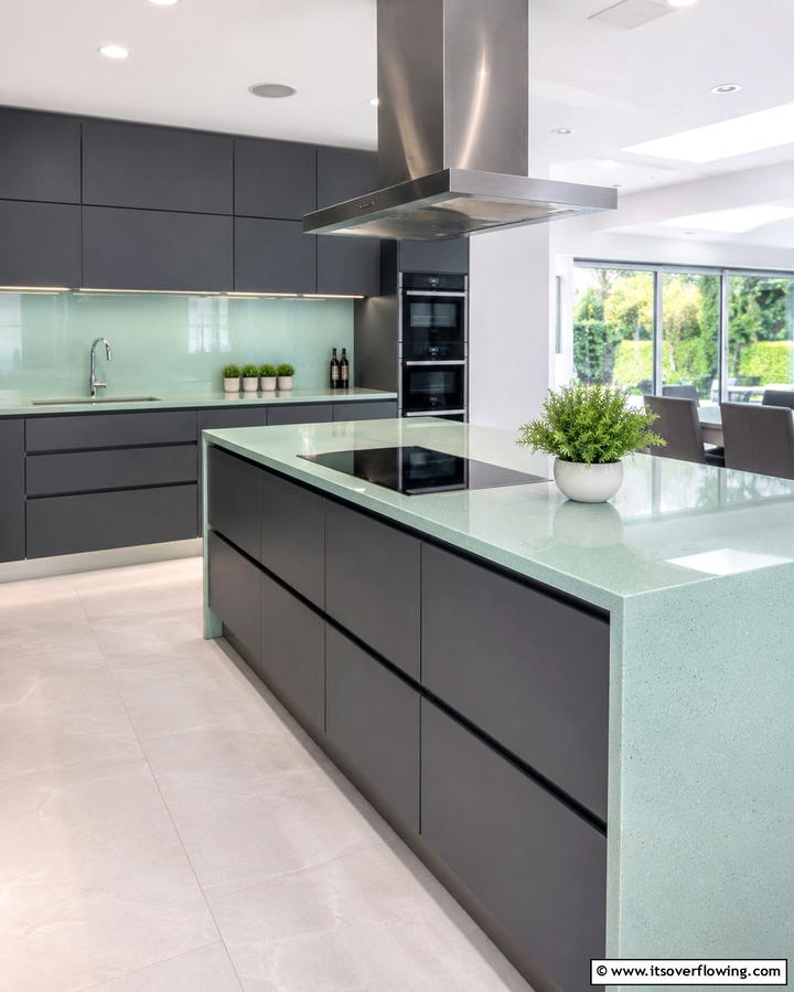 Mint Green Countertops for a Modern Touch - 30 Mint Green Kitchen Ideas for a Fresh Culinary Space