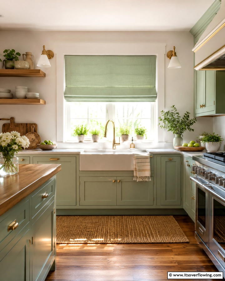 Mint Green Curtains or Roman Shades - 30 Mint Green Kitchen Ideas for a Fresh Culinary Space