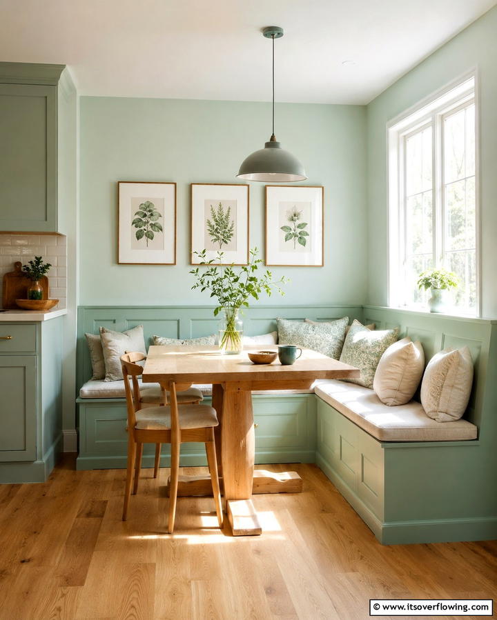 Mint Green Dining Nook for Cozy Vibes - 30 Mint Green Kitchen Ideas for a Fresh Culinary Space