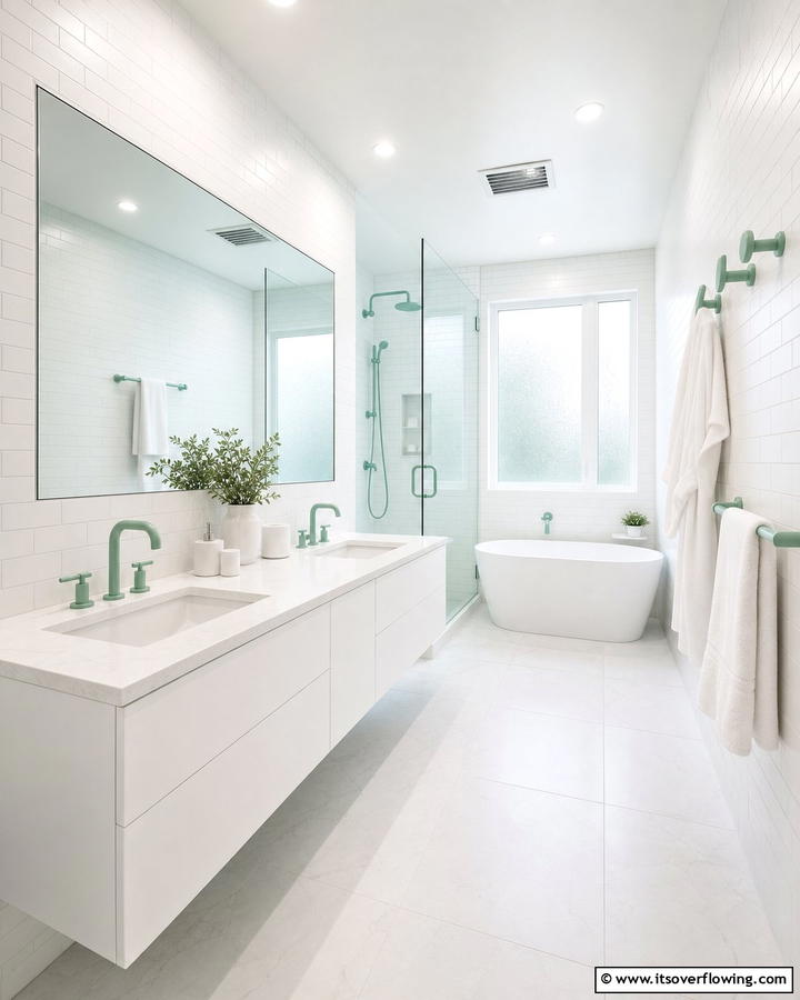 Mint Green Fixtures for a Modern Edge - 20 Mint Green Bathroom Ideas for a Fresh Look