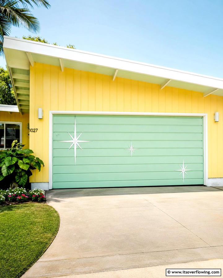 Mint Green Garage Door for a Fresh Retro Vibe - 25 Green Garage Door Ideas for a Stylish Exterior