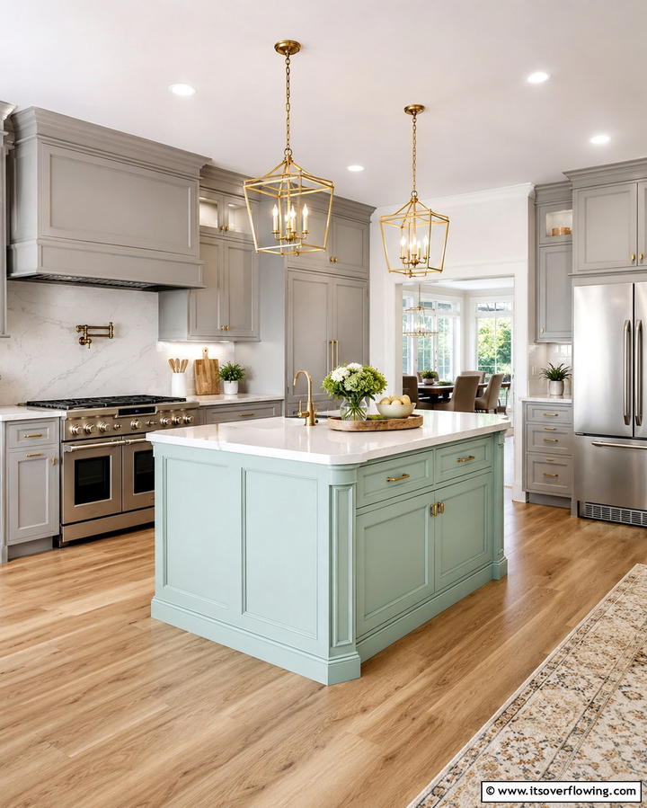 Mint Green Kitchen Island for a Pop of Color - 30 Mint Green Kitchen Ideas for a Fresh Culinary Space
