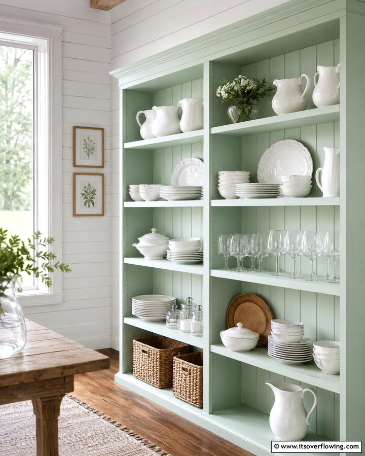 Mint Green Open Shelving for DisplayOne - 30 Mint Green Kitchen Ideas for a Fresh Culinary Space