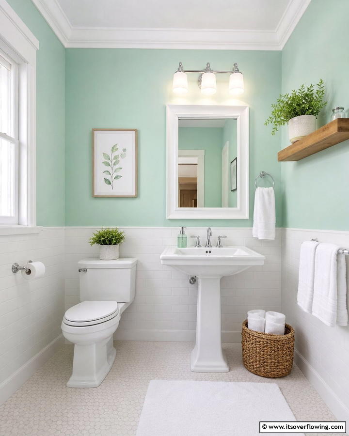 Mint Green Painted Walls for a Subtle Transformation - 20 Mint Green Bathroom Ideas for a Fresh Look