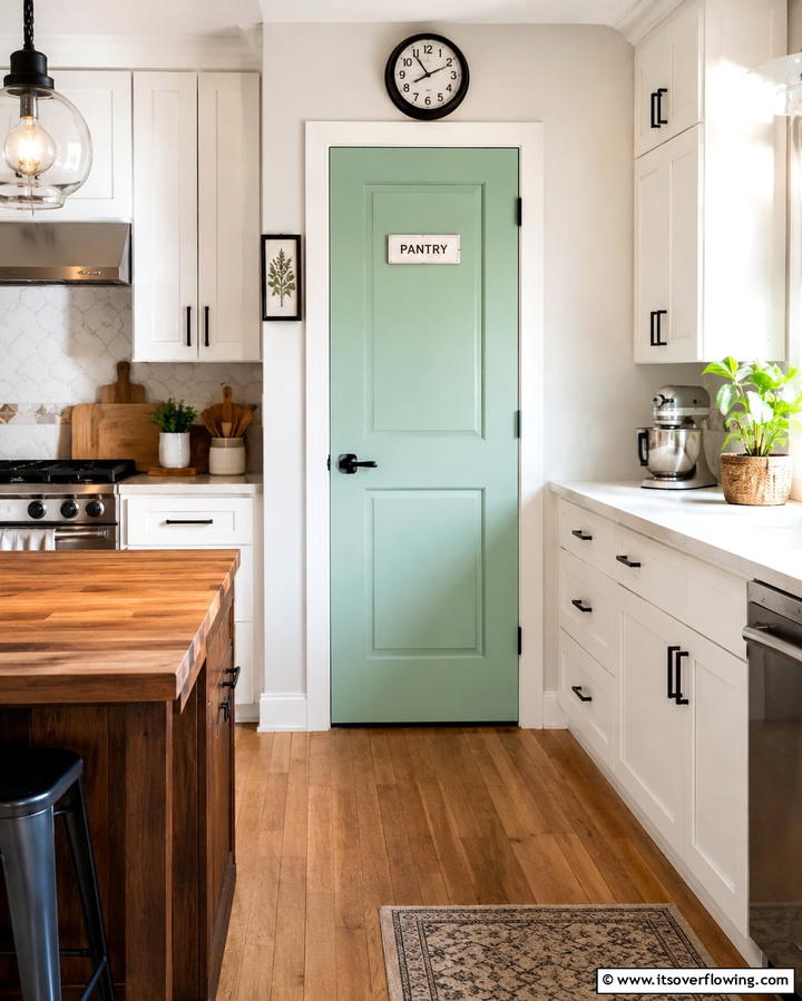 Mint Green Pantry Door for a Bold Statement - 30 Mint Green Kitchen Ideas for a Fresh Culinary Space