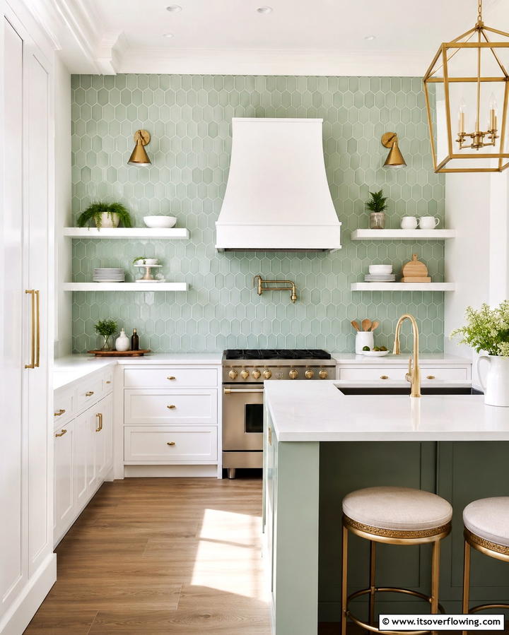Mint Green Tiles for a Chic Finish - 30 Mint Green Kitchen Ideas for a Fresh Culinary Space