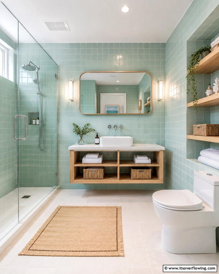 Mint Green Tiles for a Fresh Feel - 30 Green Tile Bathroom Inspiration Ideas for Bold Spaces