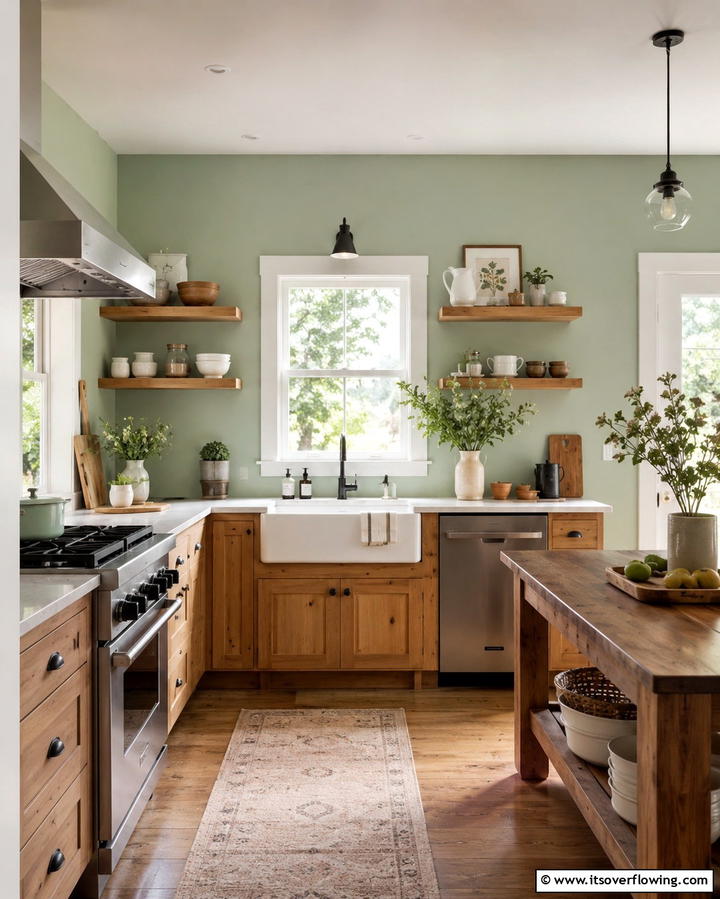 Mint Green Walls for a Soft Backdrop - 30 Mint Green Kitchen Ideas for a Fresh Culinary Space