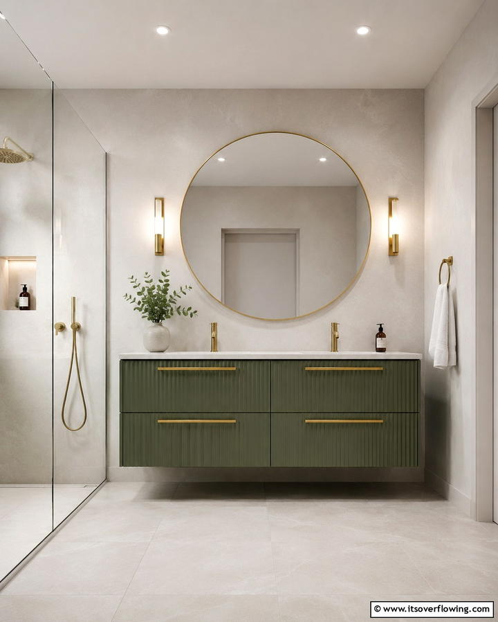 Mint Green Walls with Gold Decor - 25 Luxurious Green and Gold Bathroom Design Ideas