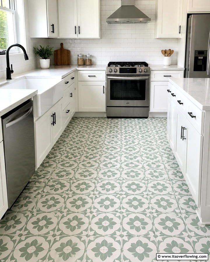 Mint Green and White Tile Patterns - 30 Mint Green Kitchen Ideas for a Fresh Culinary Space
