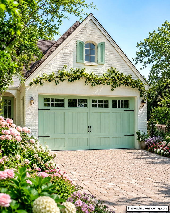 Mint Green for a Fresh Look - 25 Green Garage Door Ideas for a Stylish Exterior