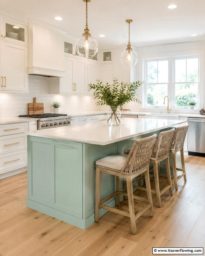 Mint Kitchen Island - 25 Mint Kitchen Decor Ideas for a Fresh Look
