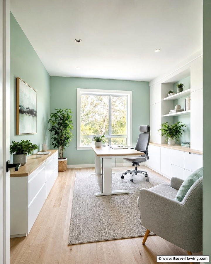 Minty Fresh Vibe - 30 Home Office Paint Colors- Boost Productivity & Style