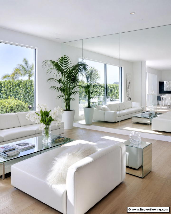 Mirror Accents for Visual Expansion - 30 Minimalist Decorating Ideas for a Clutter-Free Home