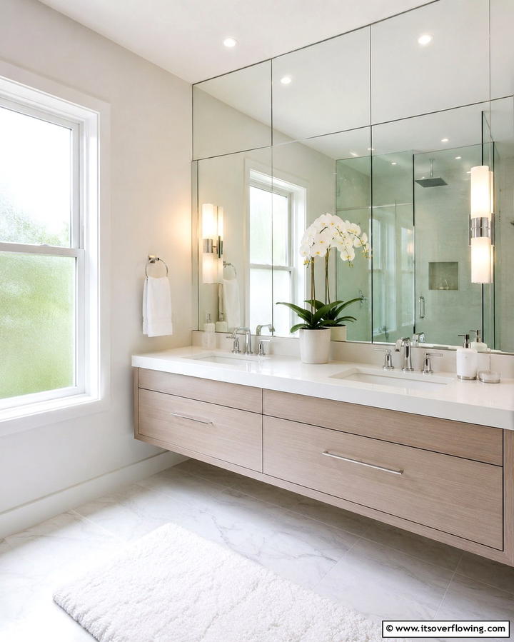 Mirror Backsplash for Maximum Light - 25 Bathroom Backsplash Ideas for a Stylish Upgrade