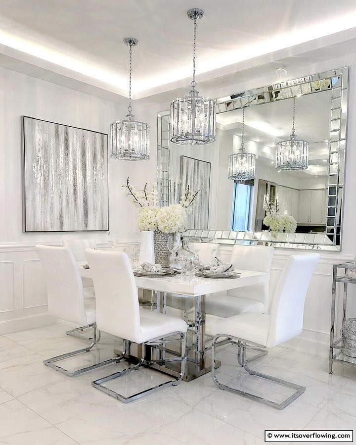 Mirror Enhanced Radiance - 30 Small Dining Room Lighting Ideas for Cozy Ambiance
